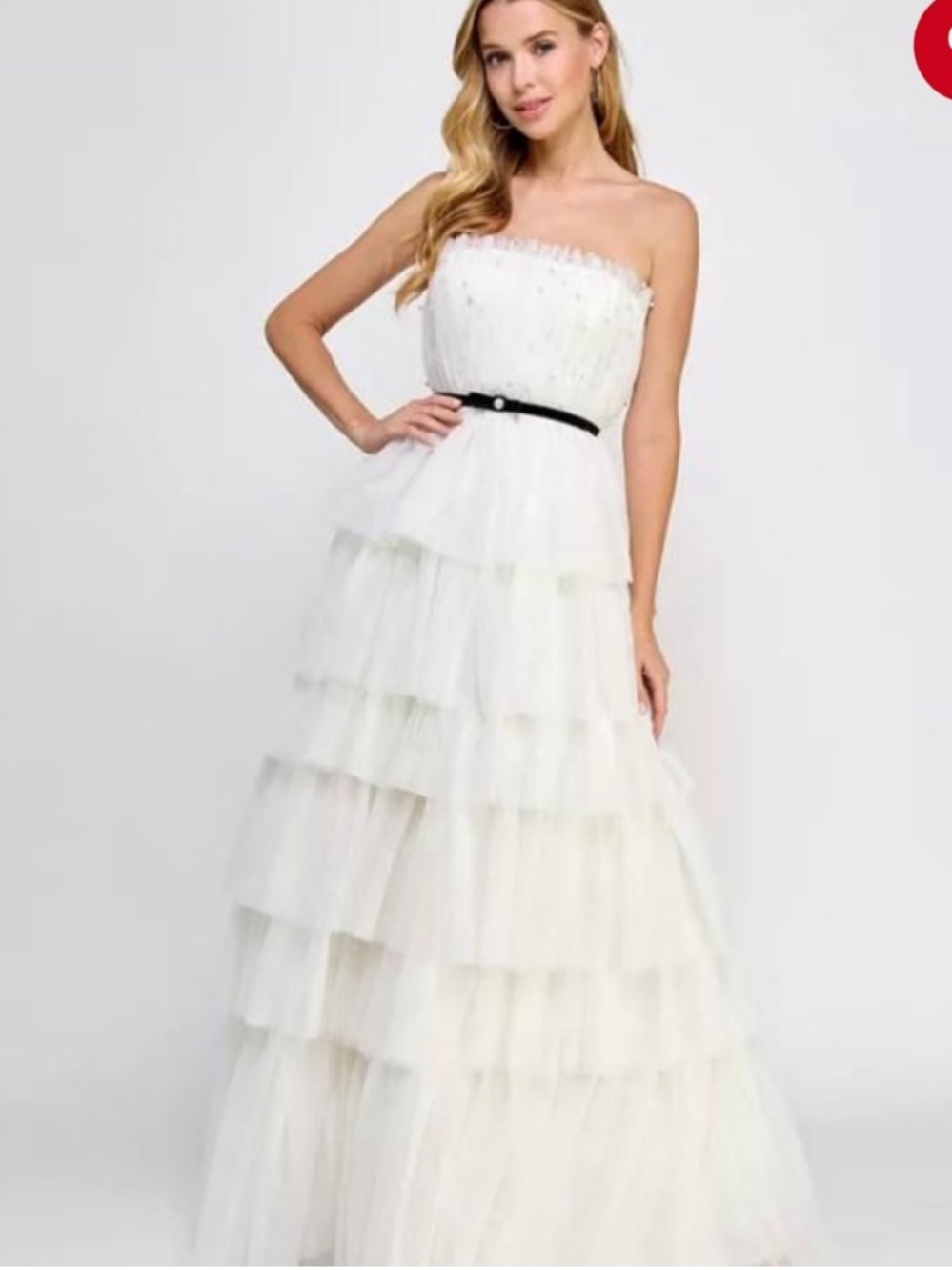 NWT TLC Say Yes to the Prom by Macy’s Strapless White Tiered Tulle Dress